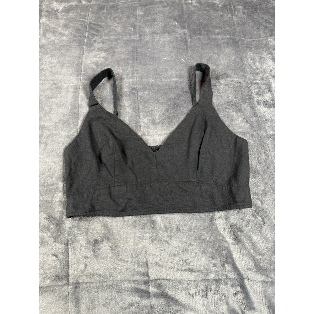 Abercrombie Fitch Women's Sleeveless Smocked Back Crop Top Line blend Y2K Sz L